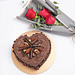 Red Roses Bouquet N Chocolate Cake Combo