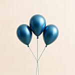 3 Blue Metallic Helium Filled Balloons