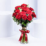 12 Fresh Red Roses Vase Arrangement