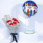 Birthday Combo | Rose Bouquet with Candle Cake n Balloon