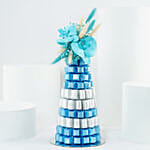 Blue & White Chocolates n Flowers Fountain