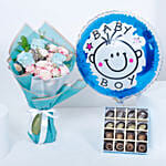 Empire Chocolate | Baby Blue Box 16 Pcs N Bouquet N Baby Boy Balloon