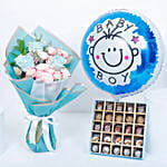 Empire Chocolate | Baby Blue Box 25 Pcs N Bouquet N Baby Boy Balloon