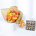 Empire Chocolate | Gold Chocolate Box 16 Assorted Pieces & Hand Bouquet