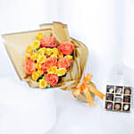 Empire Chocolate | Gold Chocolate Box 9 Assorted Pieces & Hand Bouquet