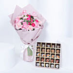 Empire Chocolate | Pink Chocolate Box 25 Assorted Pieces & Hand Bouquet