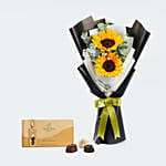 Godiva | Gold Collection Assorted chocolate - 8 pcs & Two Sunflower Bouquet