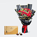 Godiva | Gold Collection Assorted chocolate - 15 pcs  & Gesture of Love Bouquet