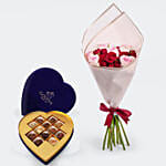 Godiva | Navy Blue Velvet Heart Gift Box - 12 Pieces & Pink Bouquet