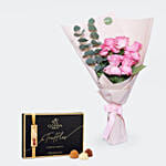 Godiva | Truffles Collection - 15 Pieces Assorted Truffles & Pink Roses Bouquet