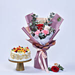 Rosy Carnation Delight with Cake