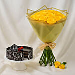 Sunshine 20 Yellow Roses Bouquet with Cake