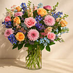 Attractive Lovely Bunch Of Colourful Flowers