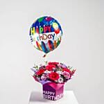 Birthday Flower Arrangement With Balloon