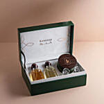 Kenooz Aroma Box Luxurious Green Leather Perfume Set for Ramadan