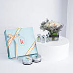 Kenooz Elegant Gift Set 9 White Roses with Perfumes & Bakhoor