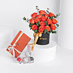 Kenooz Luxury Gift Box with 15 Vibrant Orange Roses & Exclusive Collection