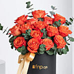 Luxurious Kenooz Gift Set with 15 Orange Roses and Fragrant