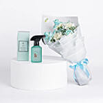 Elegant Blue & White Flower Bouquet with Kenooz Moon Stone Air Freshener Aquamarine