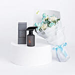 Elegant Blue & White Flower Bouquet with Kenooz Moon Stone Air Freshener Moon Stone