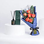 Exquisite Orange Roses Bouquet with The Opal Reed Diffuse Oud Onyx Reed Diffuser