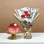 Blush Bouquet of Love and Red Velvet Cake