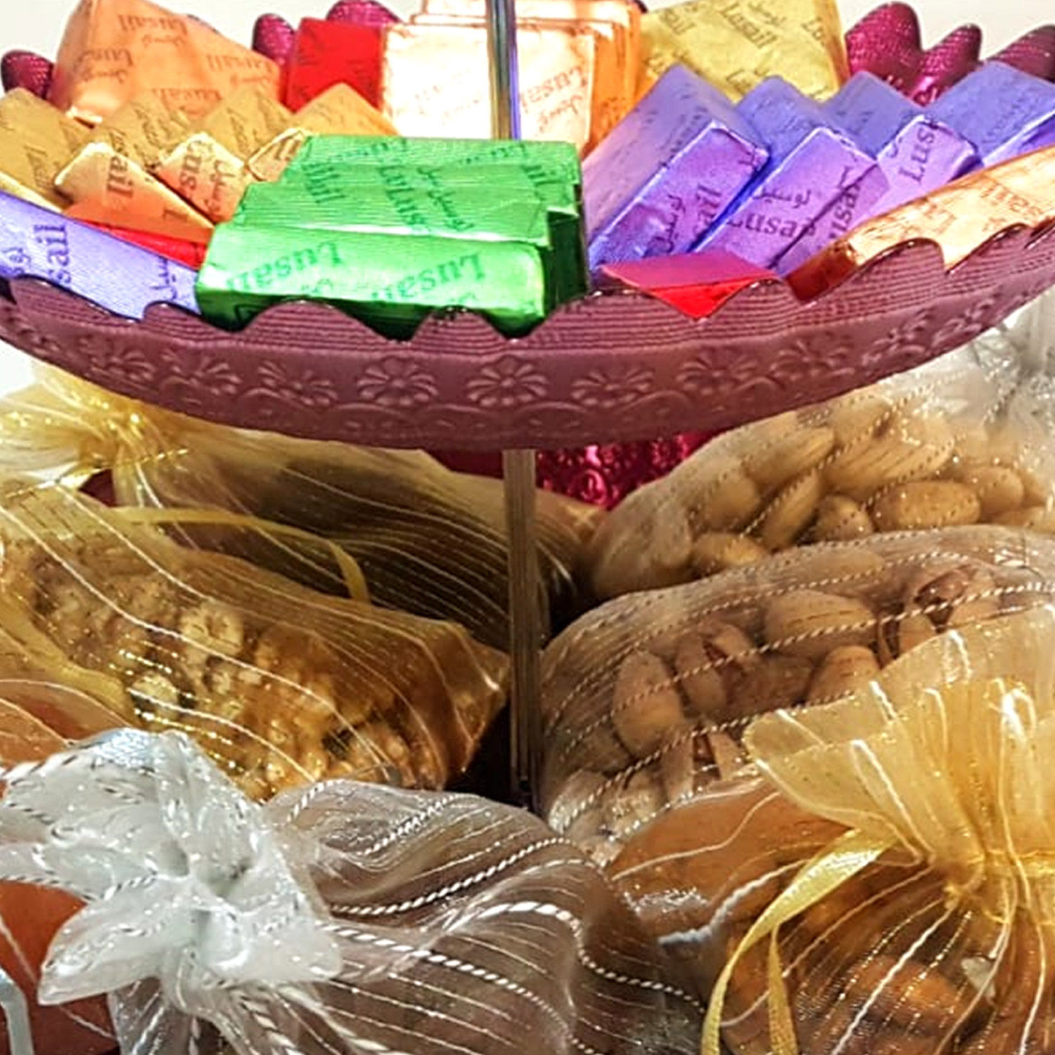 Online Dry Fruits & Chocolates Two Tier Hamper Gift Delivery in Qatar FNP