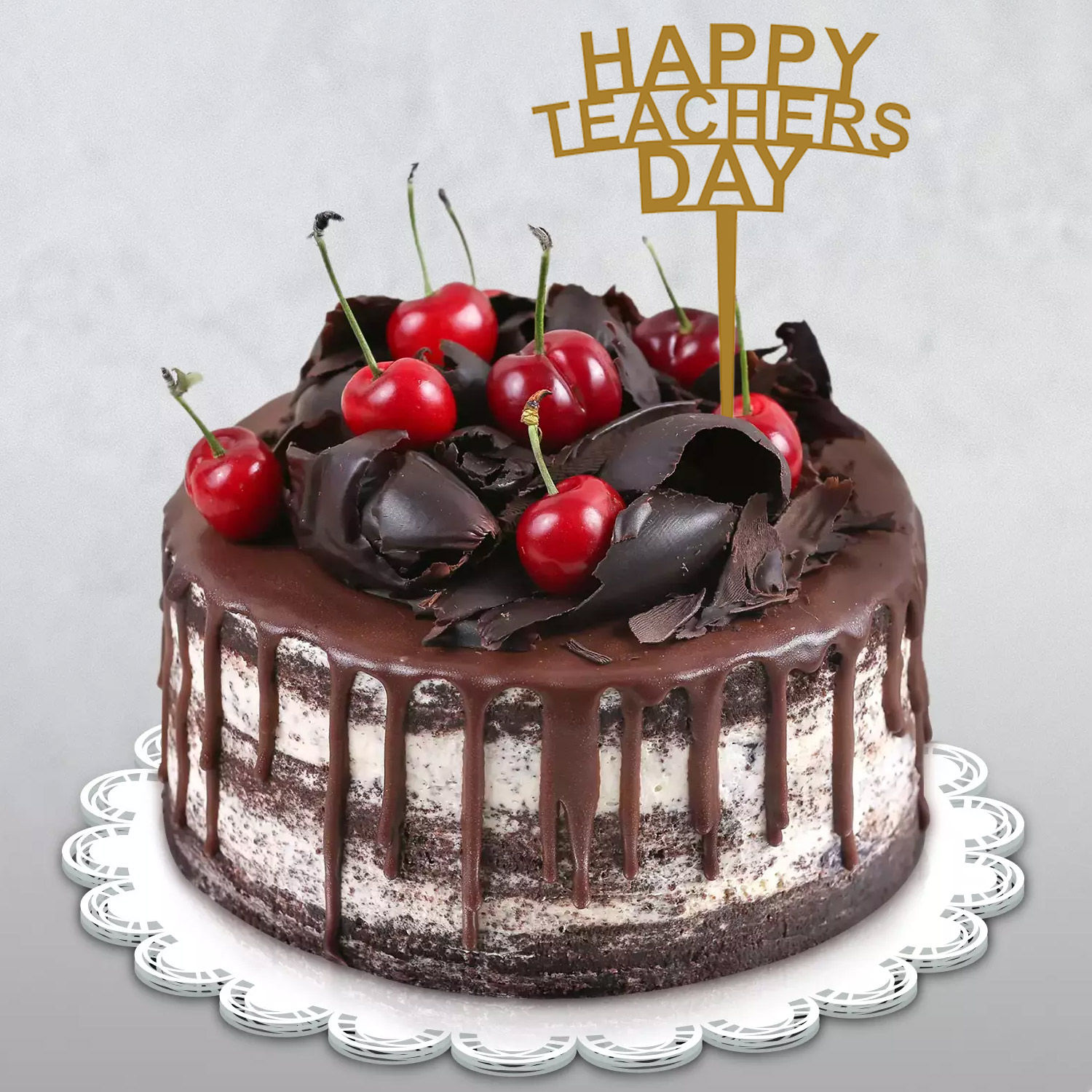 Online Happy Teachers Day Black Forest Cake Half Kg Gift Delivery In