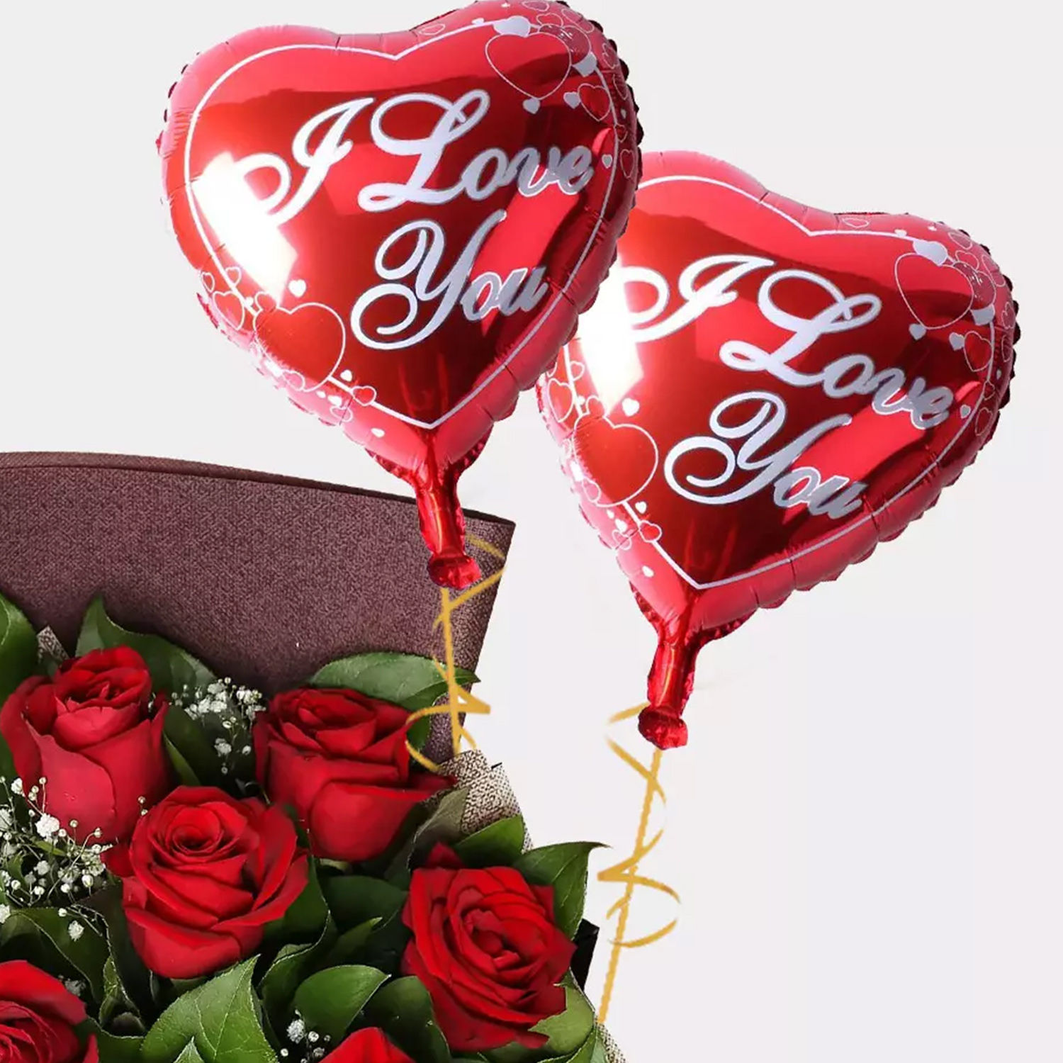 Online 6 Red Roses Bouquet With I Love You Balloons Gift Delivery in ...