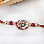 Red embellished rakhi for bro