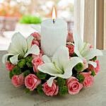 Roses N Lilies With Candle