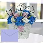 Floral Steel Vase Arrangement With Greeting Card