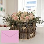 Peach Roses Arrangement With Greeting Card