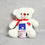 White Teddy Bear Milk Chocolate and Mug Gift Set