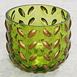 Green Decorative Glass and Tea Light Combo