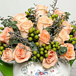 Peach Roses Flower Arrangement