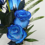 Beautiful Blue Roses in Ceramic Pot