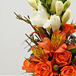 Personalised Anniversary Mug with Orange Rose Flower Arrangement