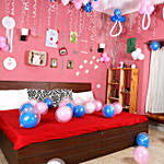 The Baby Shower with Blue Pink N White Balloons