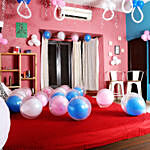 The Baby Shower with Blue Pink N White Balloons