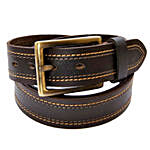 Men Genuine Leather Belt with Tonal Saddle Stitch