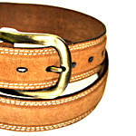 Men Genuine Suede Leather Belt with Double Needle Edge Stitch