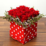 16 Red Roses In A Cardboard Box