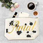Personalised White and Gold Make Up Pouch