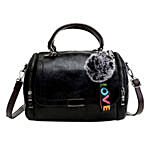 Pom Pom Keychain Black Love Bag