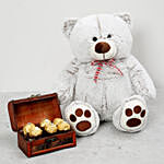Teddy Bear and Wooden Chocolate Box Combo