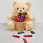 Light Brown Teddy Bear With Chocolate Basket