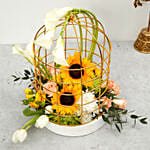 Mix Flowers Cage Arrangement