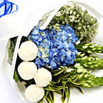 Azure Hydrangea and Button Mums Mix Bouquet