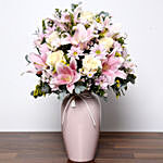 Pastel Coloured Mixed Flowers in Vase